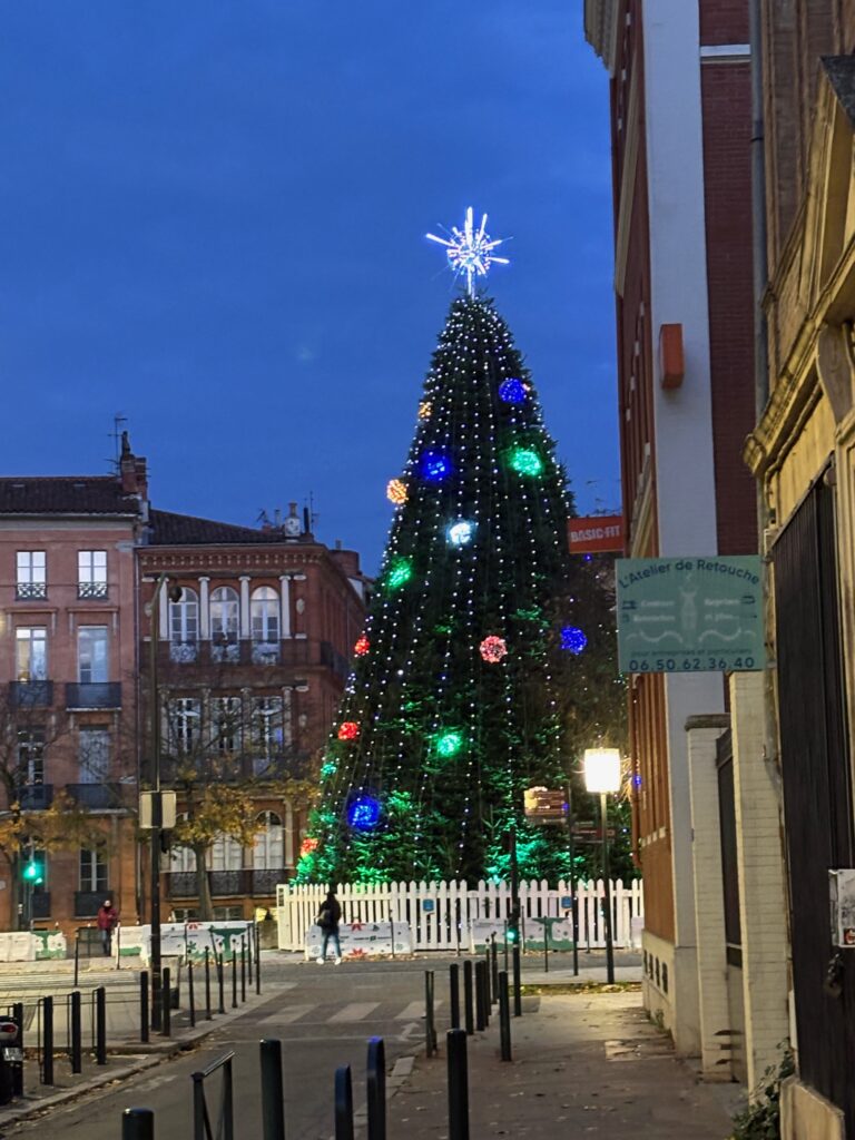 フランス・トゥールーズの街角のクリスマスツリー